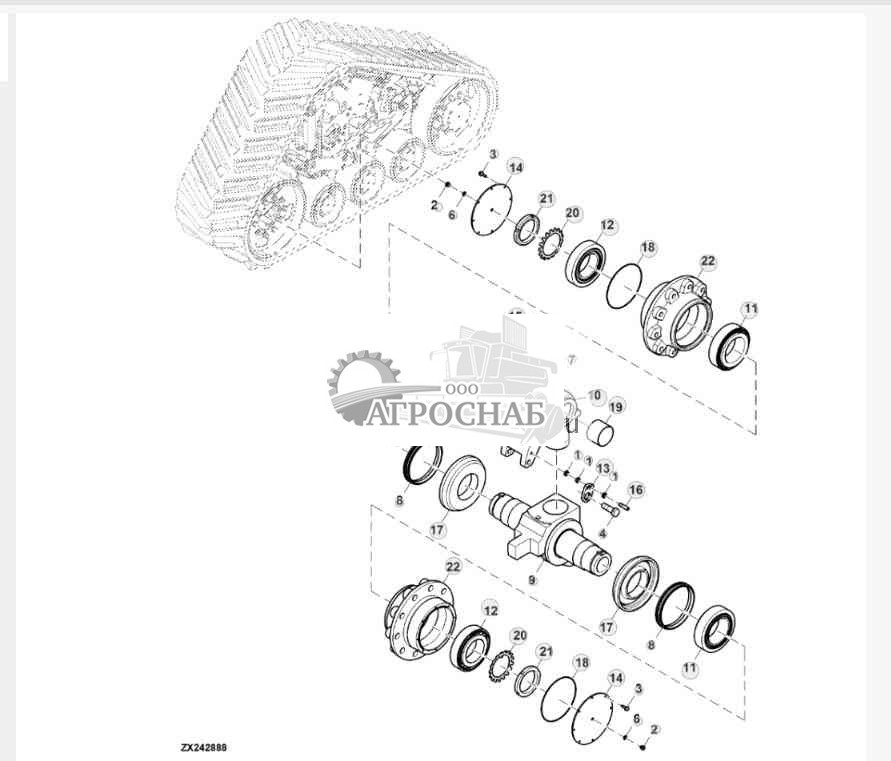 Мост натяжного колеса, гусеница 